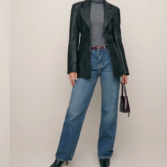 Reformation NWT Veda Black Leather Blazer - XS - Picture 2 of 7